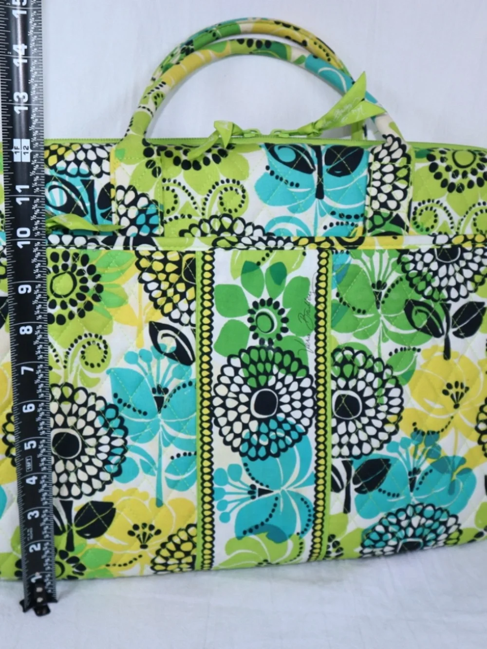 Retired Vera Bradley Limes Up Laptop Case with Carry Handles and Strap Padded